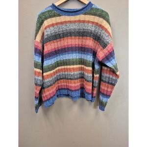 Countryside Classics L 100% Wool Striped Sweater Vintage Boho Cottagecore Soft